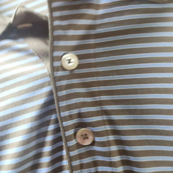 Marbas 100% Cotton Polo Shirt Mens Tan Blue Embroidered Logo Size Large - Picture 9 of 9